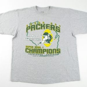 Vintage Reebok Green Bay Packers Super Bowl I Champions T-Shirt Size Men's L